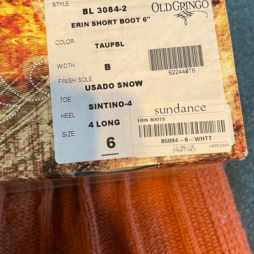 NEVER WORN: Old Gringo boot size 6 - Picture 4 of 4